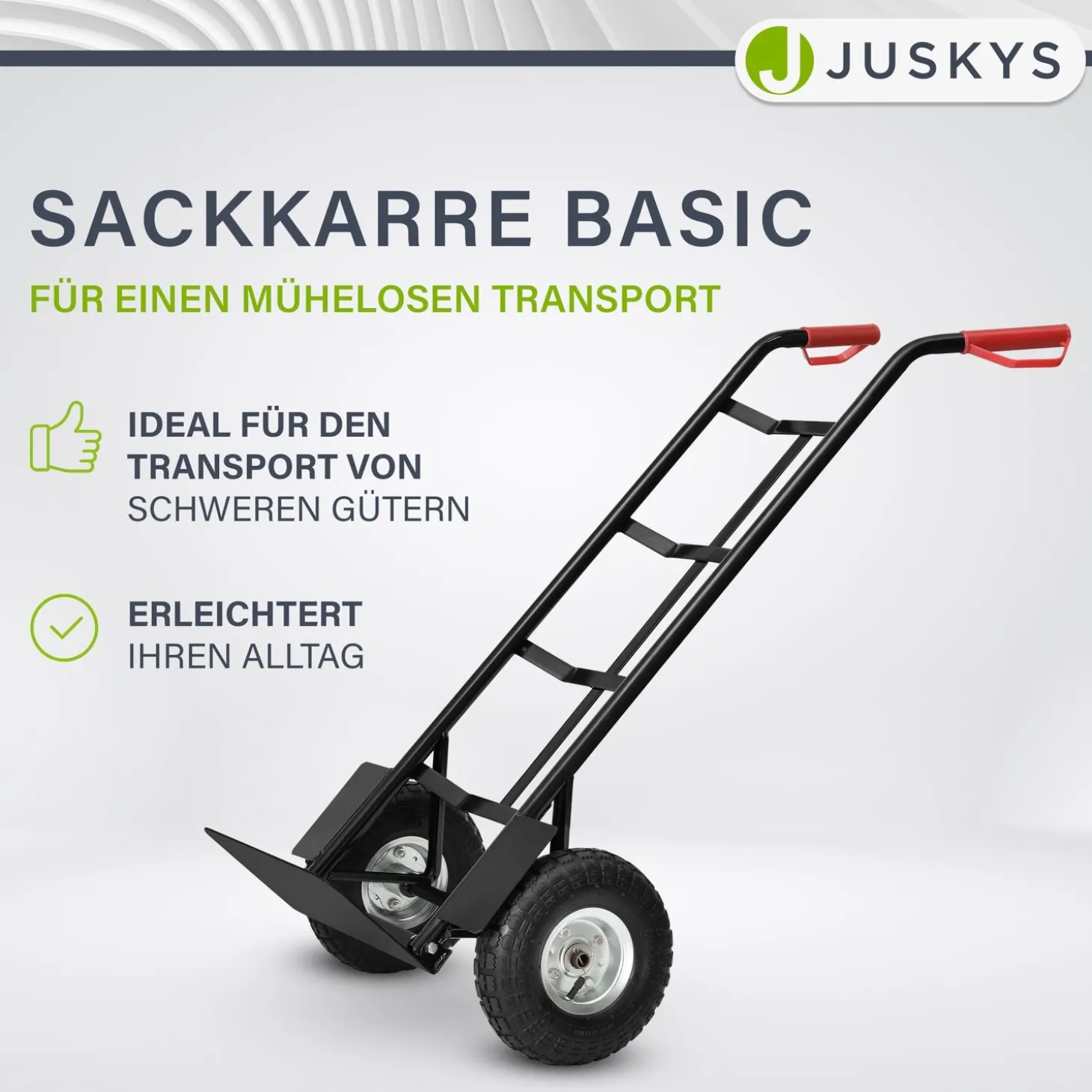 Sackkarre Basic in schwarz mit roten Griffen klappbar