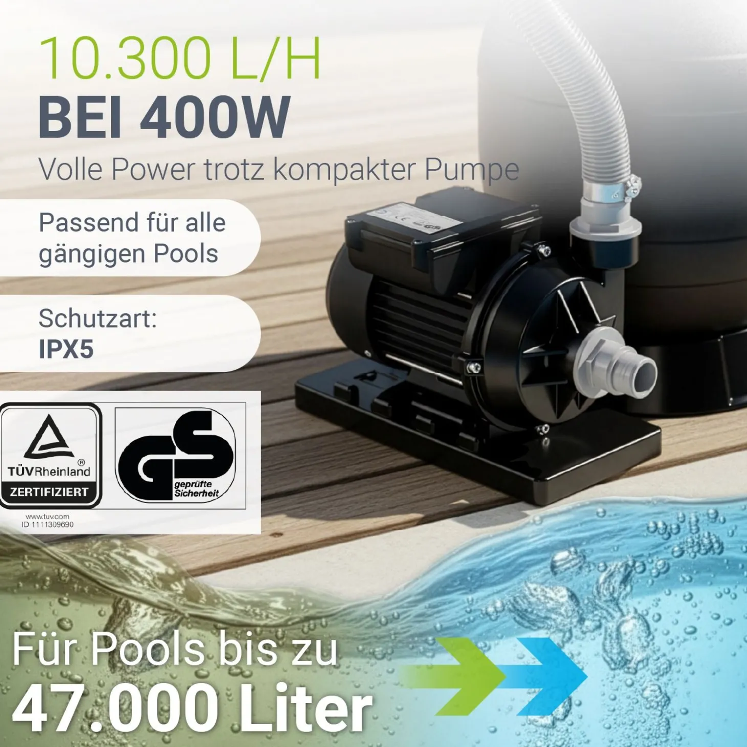 Sandfilteranlage für Pools bis 47m³