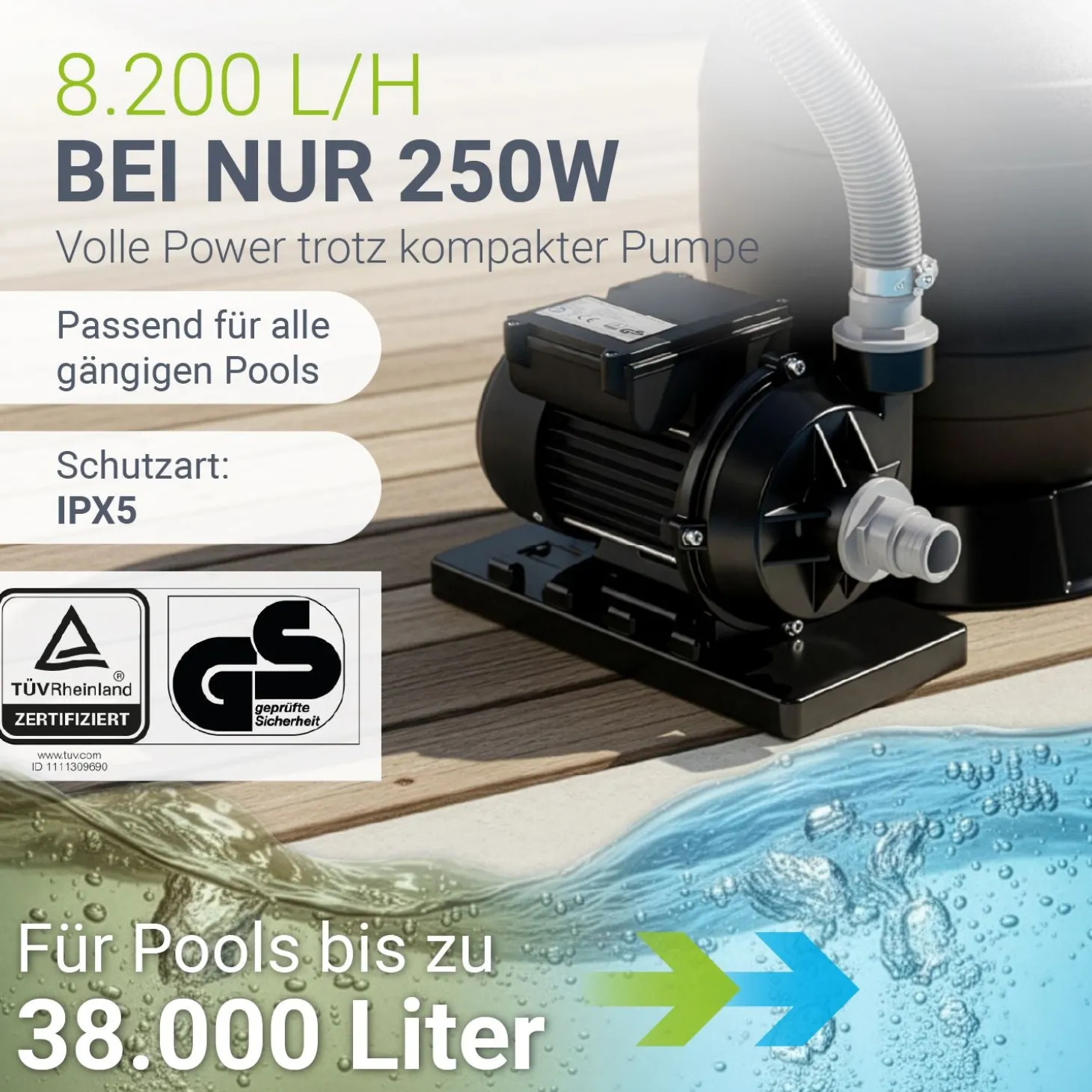 Sandfilteranlage für Pools bis 47m³