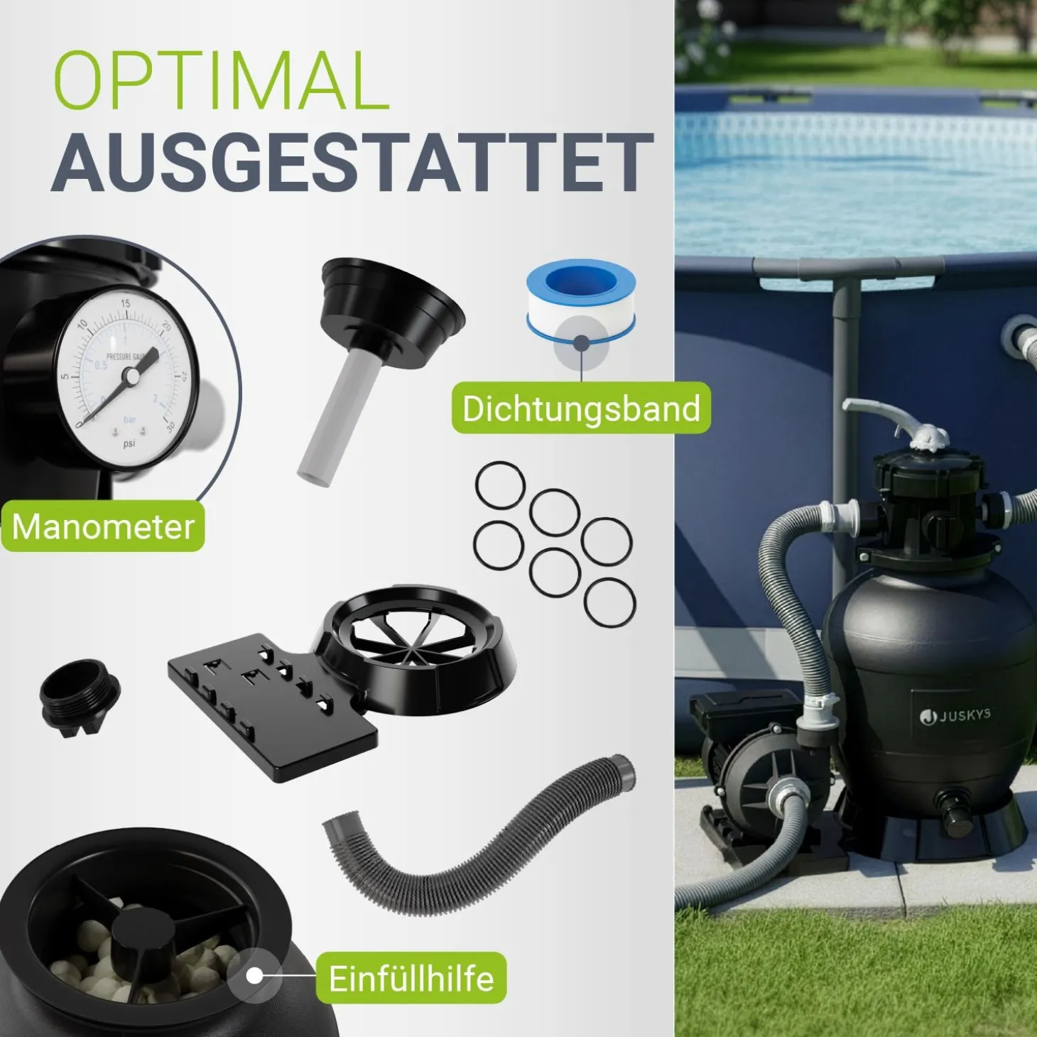 Sandfilteranlage für Pools bis 47m³