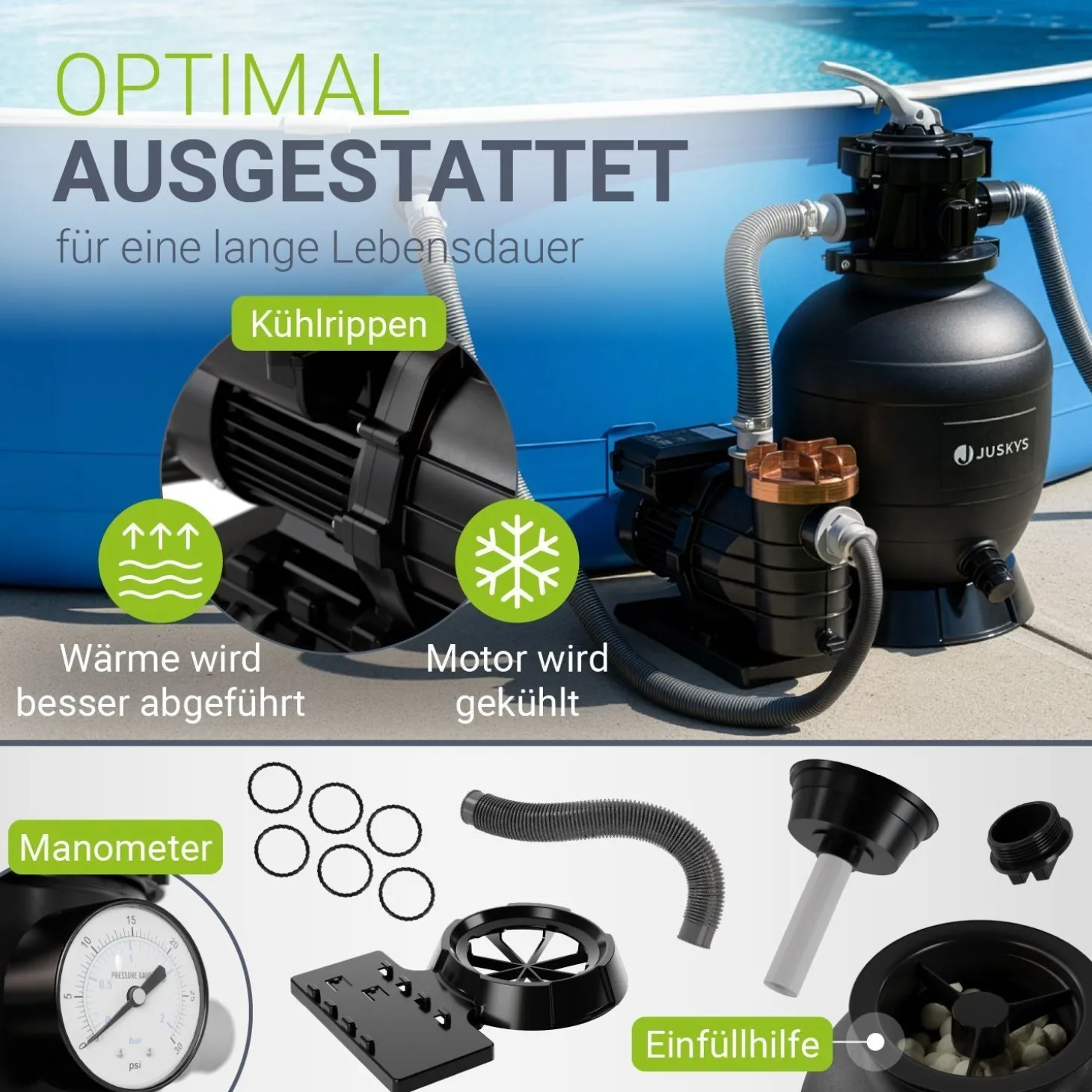Sandfilteranlage für Pools bis 47m³