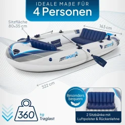 Schlauchboot Paddelboot mit zwei Sitzbänken - 3,22 m