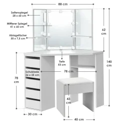 Schminktisch Nova mit Hocker Melly