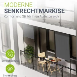 Senkrechtmarkise Barbados 100 x 310 cm - grau