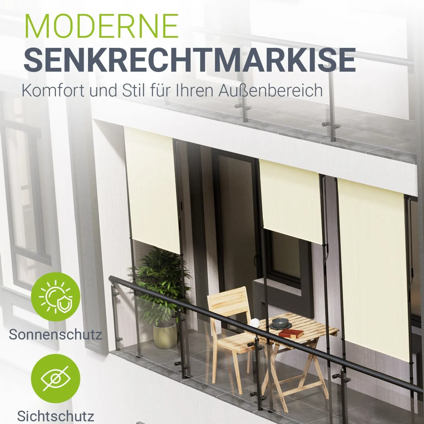 Senkrechtmarkise Barbados 100 x 310 cm - grau