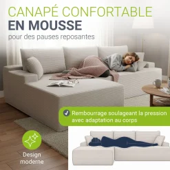 Sofa Coredo mit Cord Bezug & Dekokissen