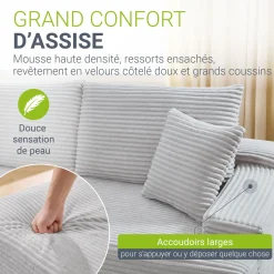 Sofa Coredo mit Cord Bezug & Dekokissen