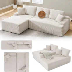 Sofa Coredo mit Cord Bezug & Dekokissen