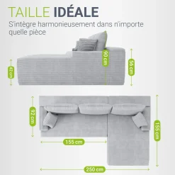 Sofa Coredo mit Cord Bezug & Dekokissen