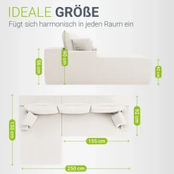Sofa Coredo mit Cord Bezug & Dekokissen