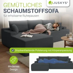 Sofa Coredo mit Cord Bezug & Dekokissen
