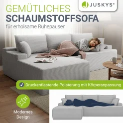 Sofa Coredo mit Cord Bezug & Dekokissen