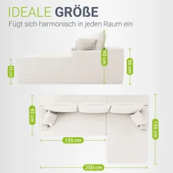 Sofa Coredo mit Cord Bezug & Dekokissen