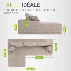 Sofa Coredo mit Cord Bezug & Dekokissen