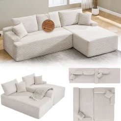 Sofa Coredo mit Cord Bezug & Dekokissen