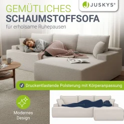 Sofa Coredo mit Cord Bezug & Dekokissen