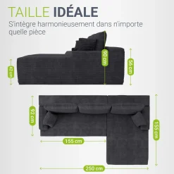 Sofa Coredo mit Cord Bezug & Dekokissen