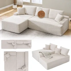 Sofa Coredo mit Cord Bezug & Dekokissen