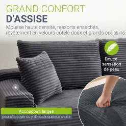 Sofa Coredo mit Cord Bezug & Dekokissen