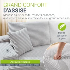 Sofa Coredo mit Cord Bezug & Dekokissen
