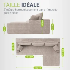 Sofa Coredo mit Cord Bezug & Dekokissen
