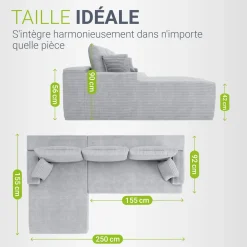 Sofa Coredo mit Cord Bezug & Dekokissen