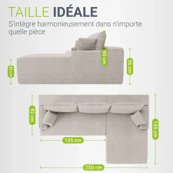 Sofa Coredo mit Cord Bezug & Dekokissen