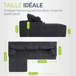 Sofa Coredo mit Cord Bezug & Dekokissen