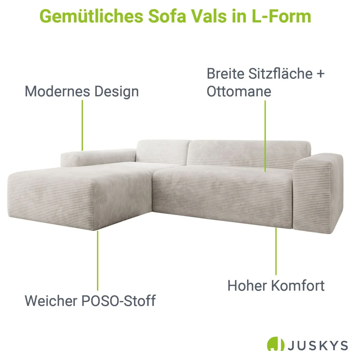 Sofa in L-Form Vals