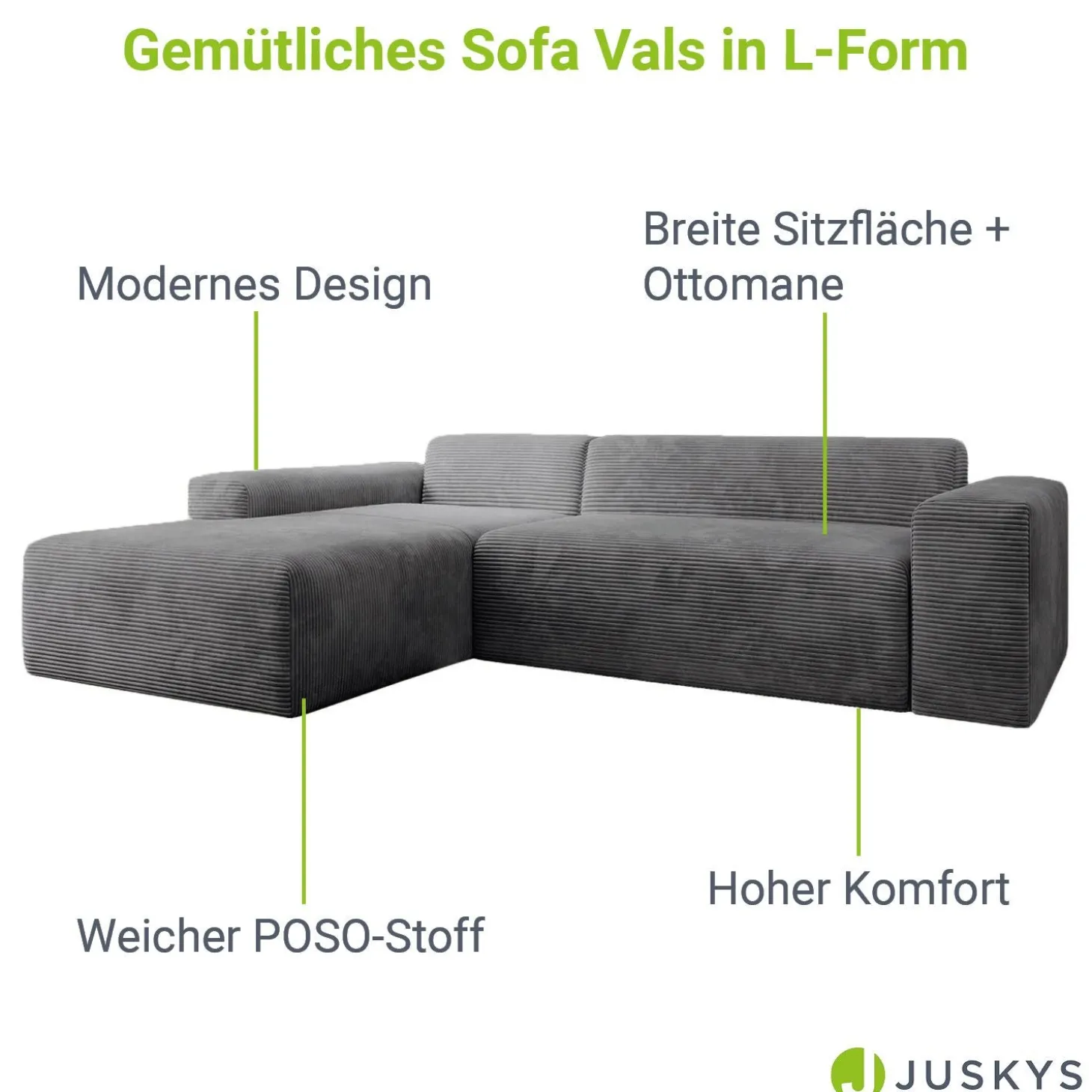 Sofa in L-Form Vals