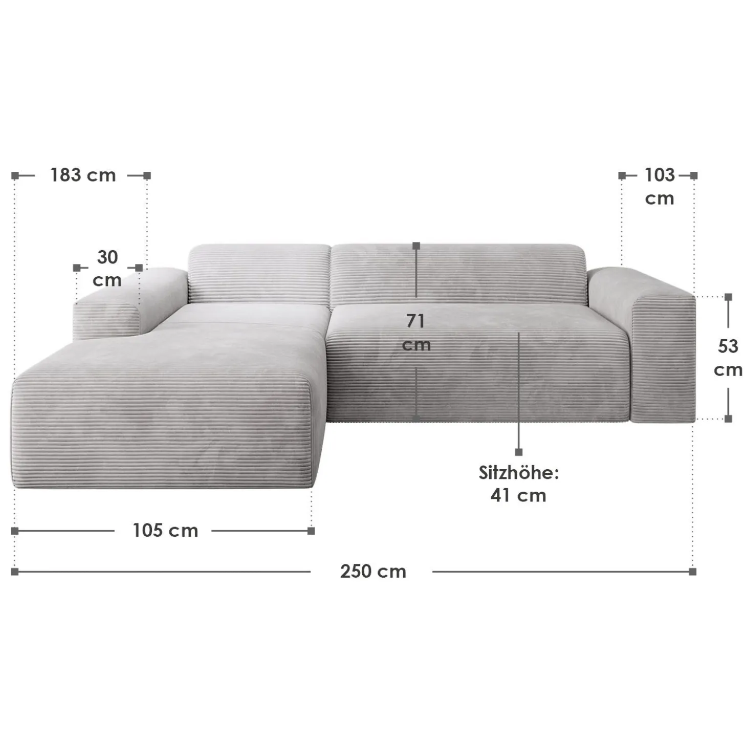Sofa in L-Form Vals
