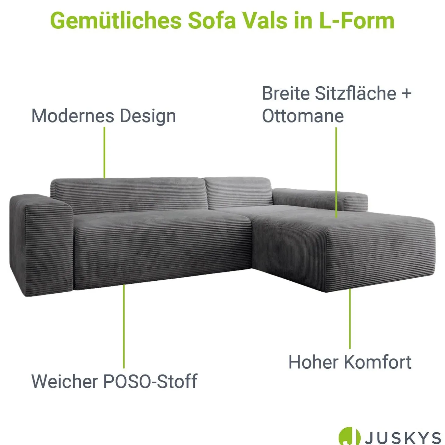 Sofa in L-Form Vals