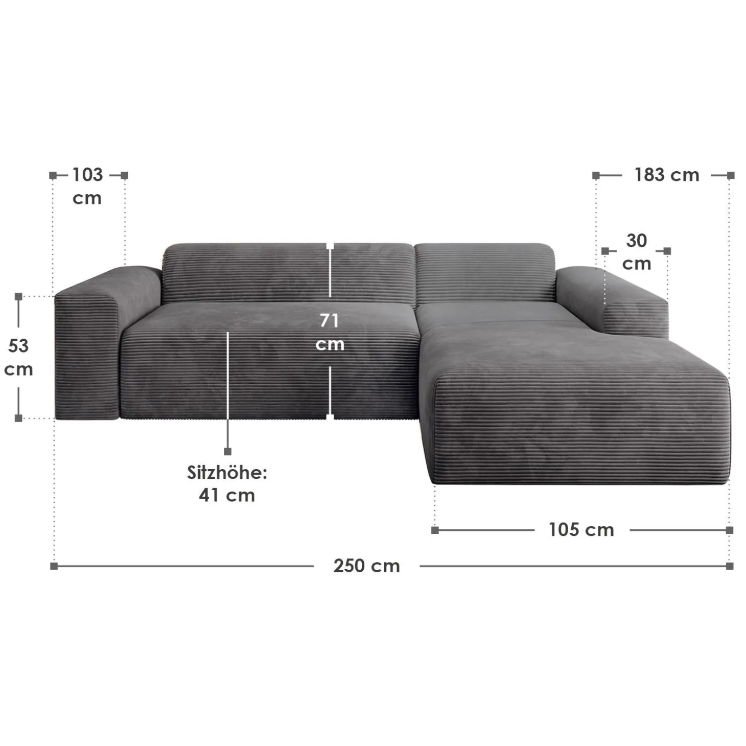 Sofa in L-Form Vals
