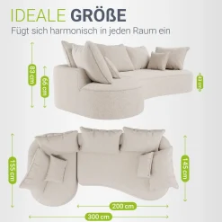 Sofa Tirano mit Ottomane & Dekokissen