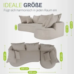 Sofa Tirano mit Ottomane & Dekokissen