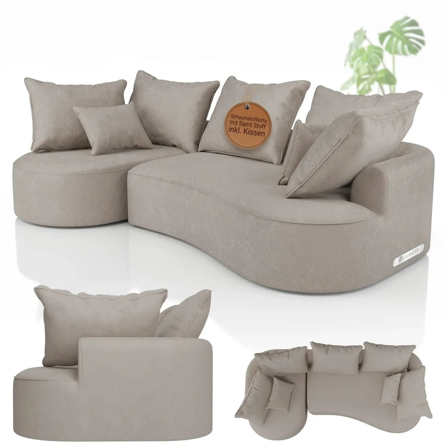 Sofa Tirano mit Ottomane & Dekokissen