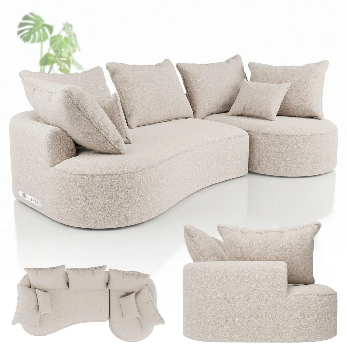 Sofa Tirano mit Ottomane & Dekokissen