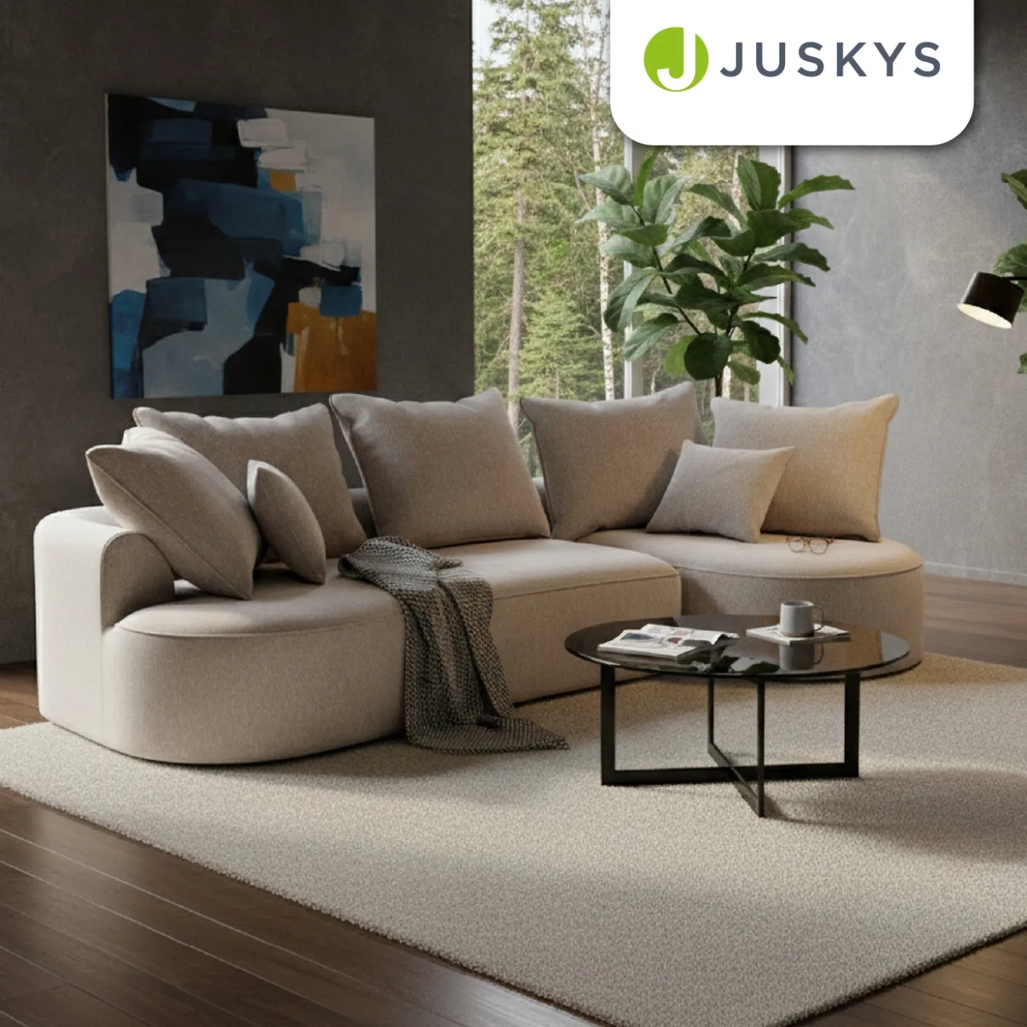 Sofa Tirano mit Ottomane & Dekokissen