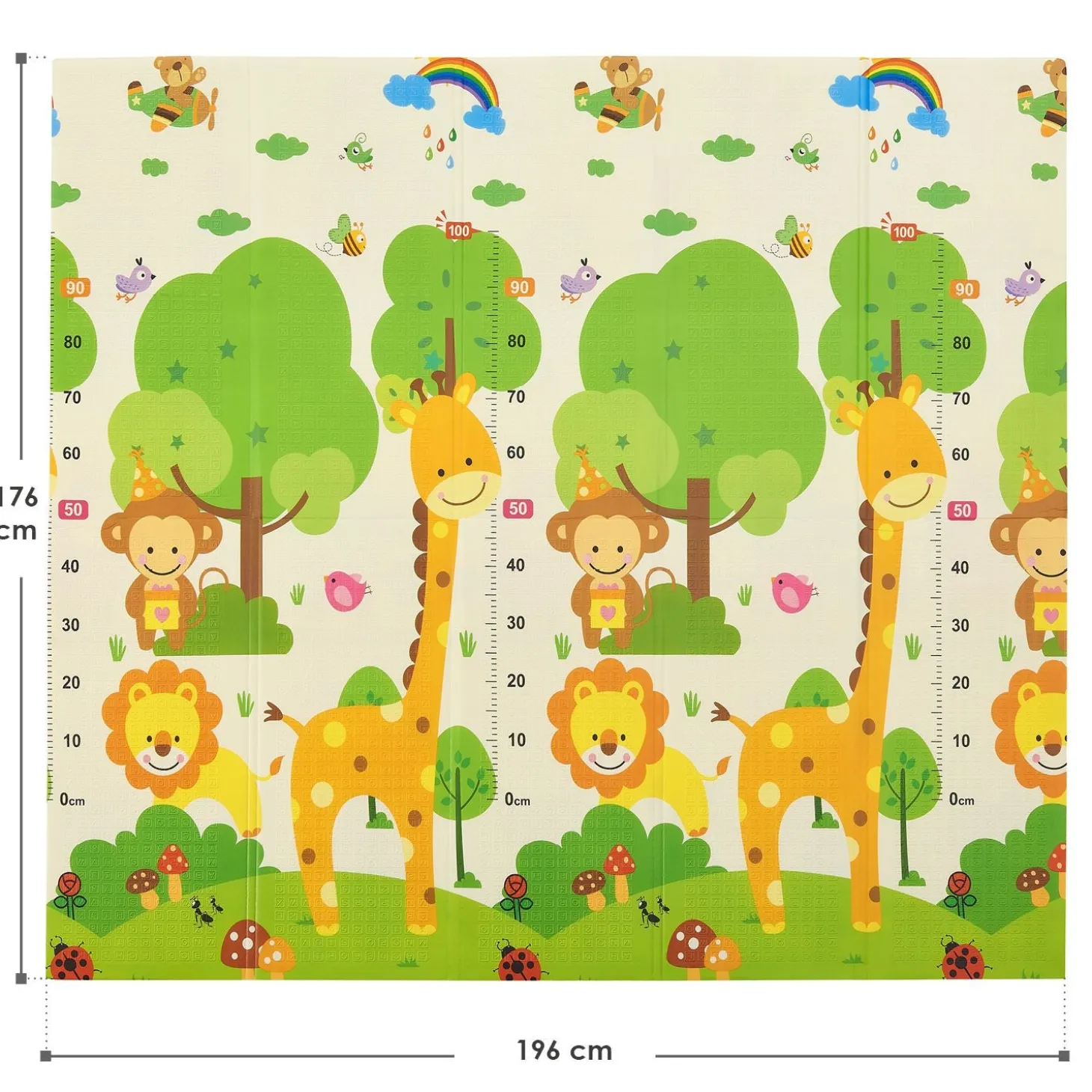 Spielmatte 180 x 200 cm mit diversen Tiermotiven