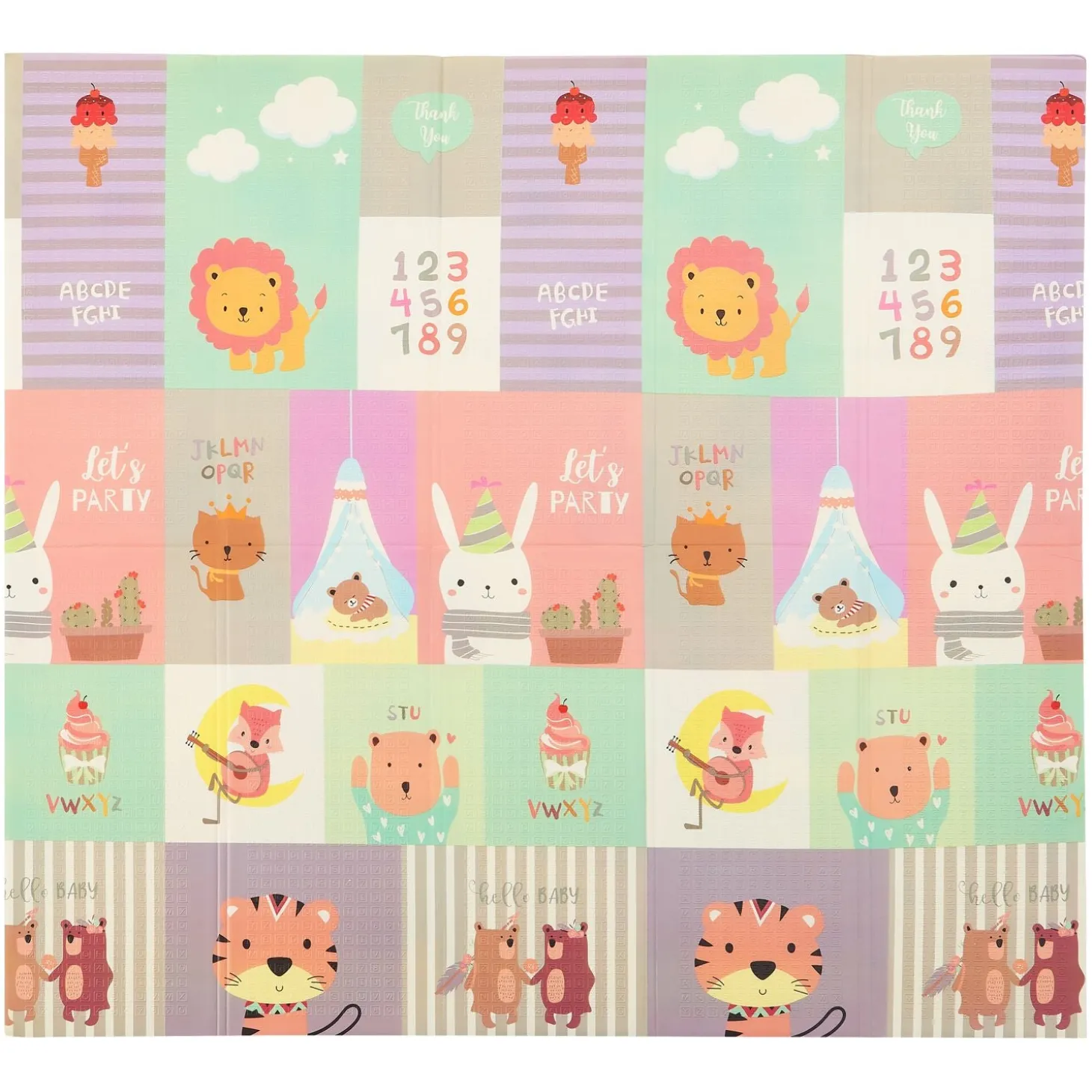 Spielmatte 180 x 200 cm mit diversen Tiermotiven