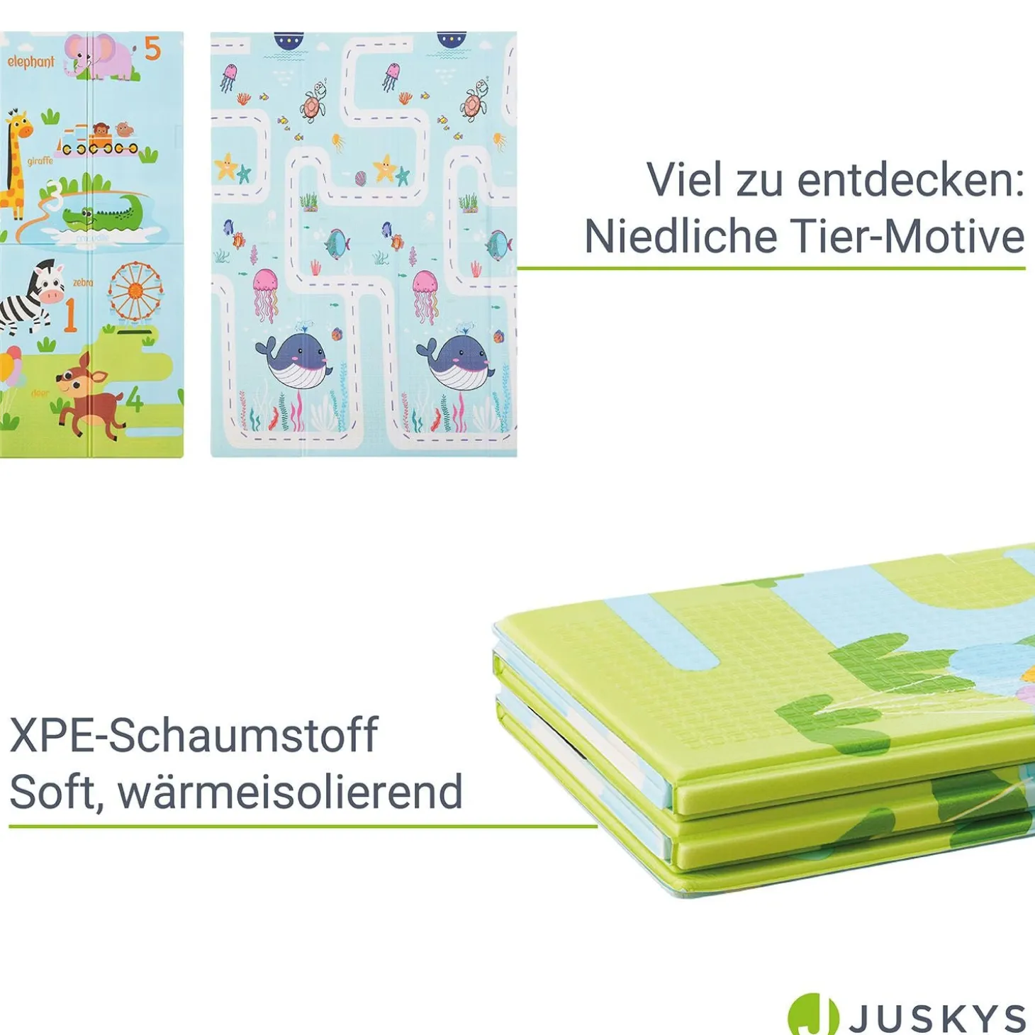 Spielmatte 180 x 200 cm mit diversen Tiermotiven