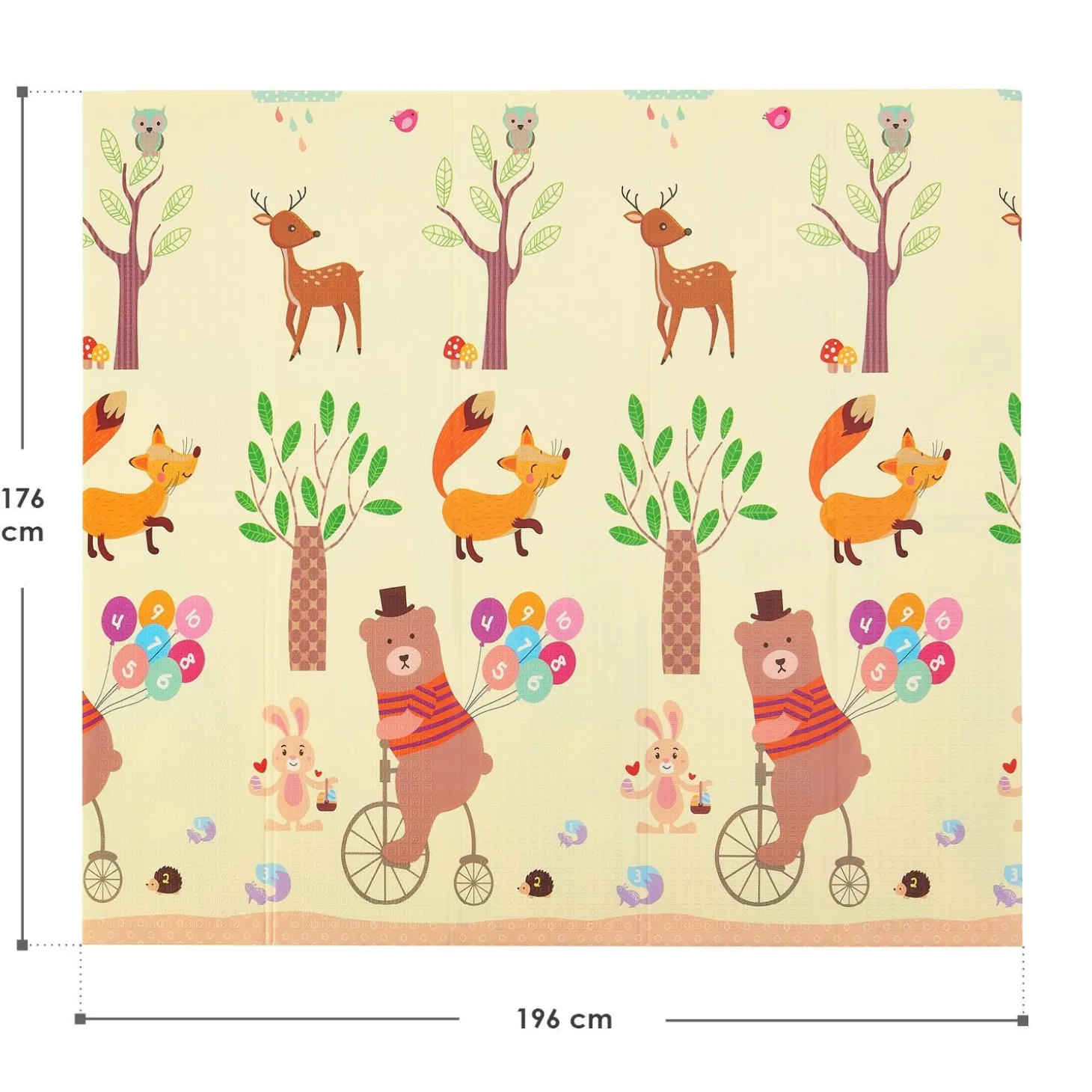 Spielmatte 180 x 200 cm mit diversen Tiermotiven