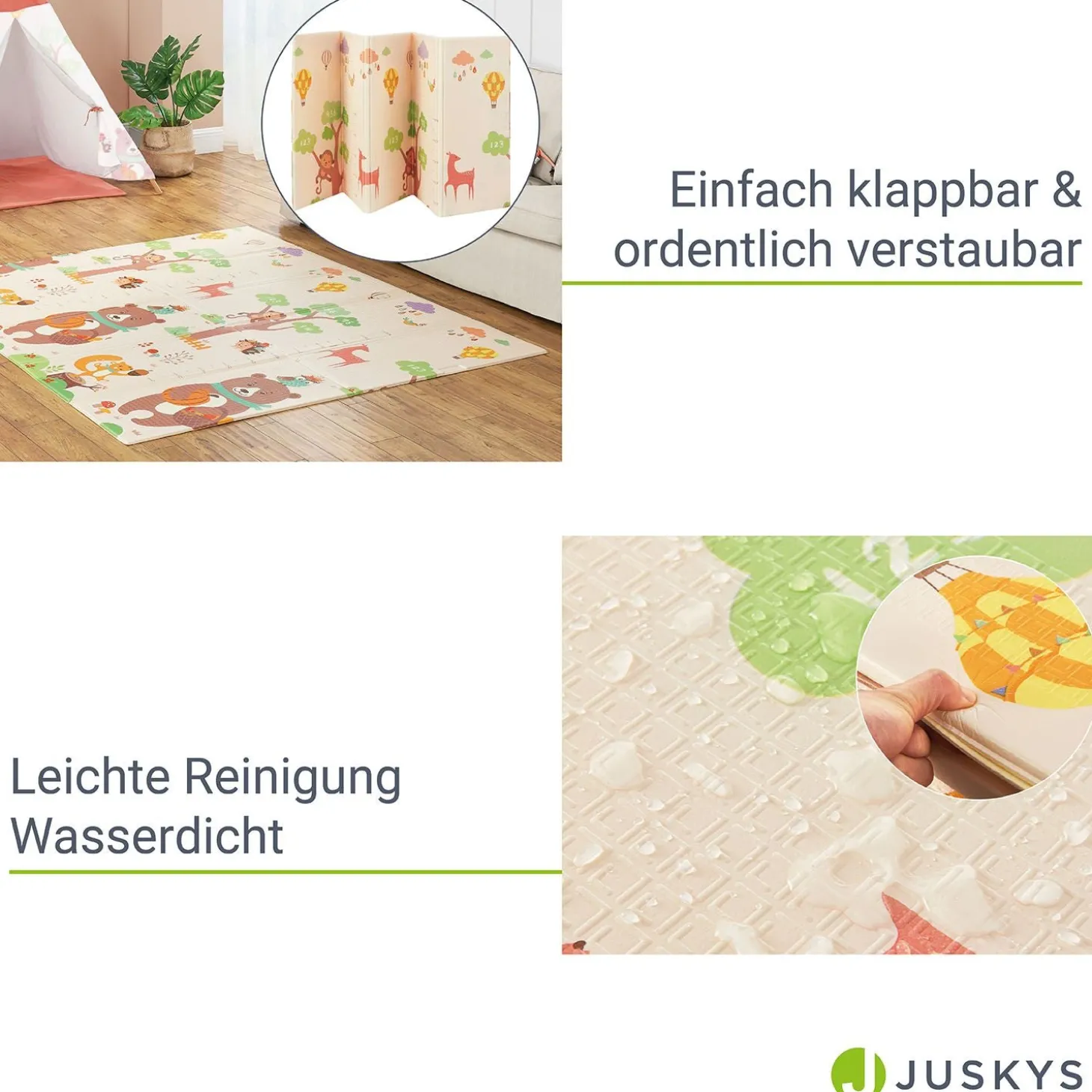 Spielmatte 180 x 200 cm mit diversen Tiermotiven