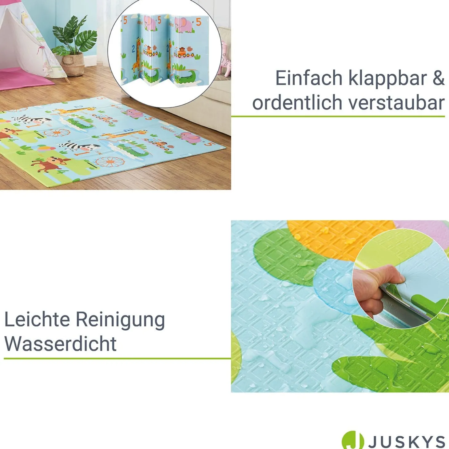 Spielmatte 180 x 200 cm mit diversen Tiermotiven
