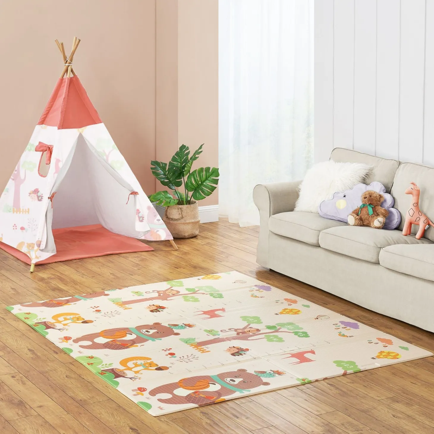Spielmatte 180 x 200 cm mit diversen Tiermotiven