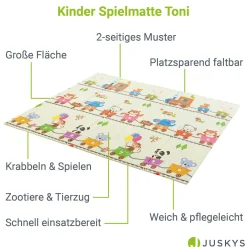 Spielmatte 180 x 200 cm mit diversen Tiermotiven