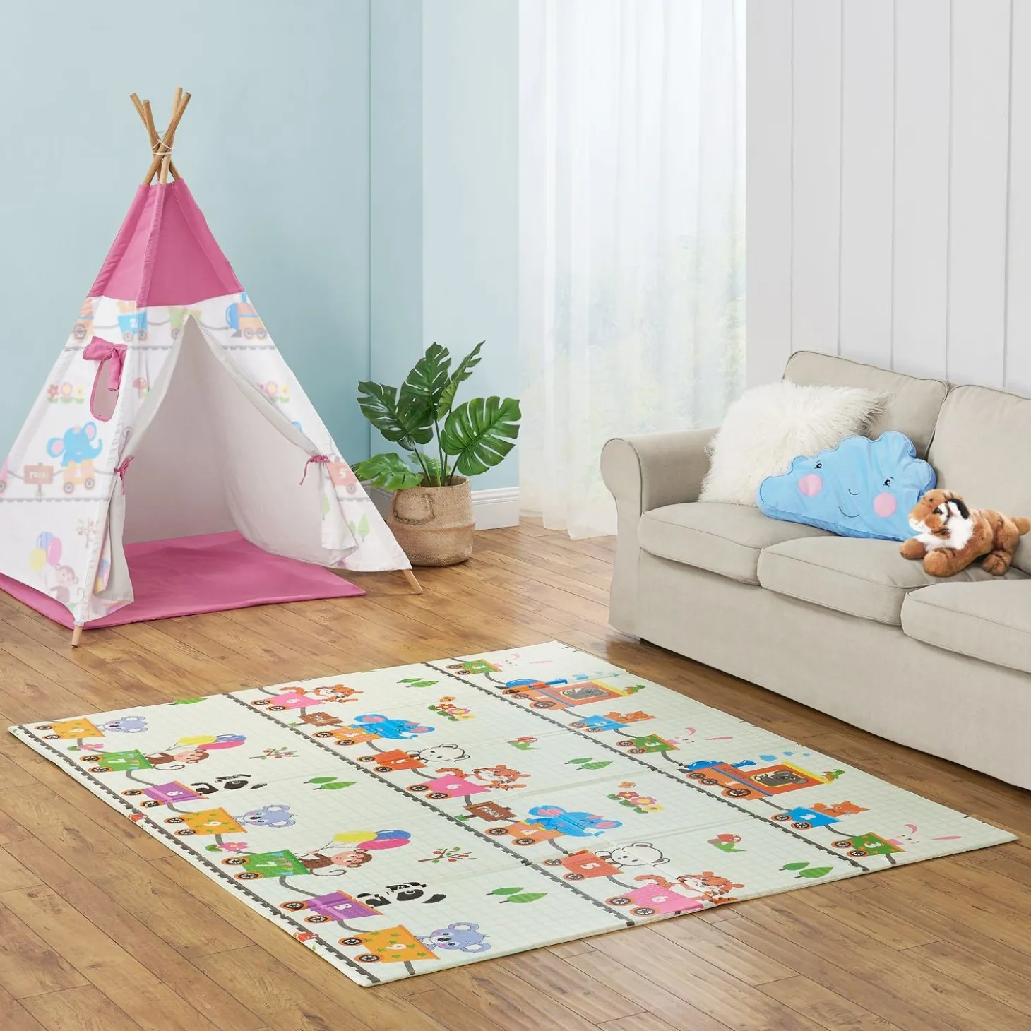 Spielmatte 180 x 200 cm mit diversen Tiermotiven