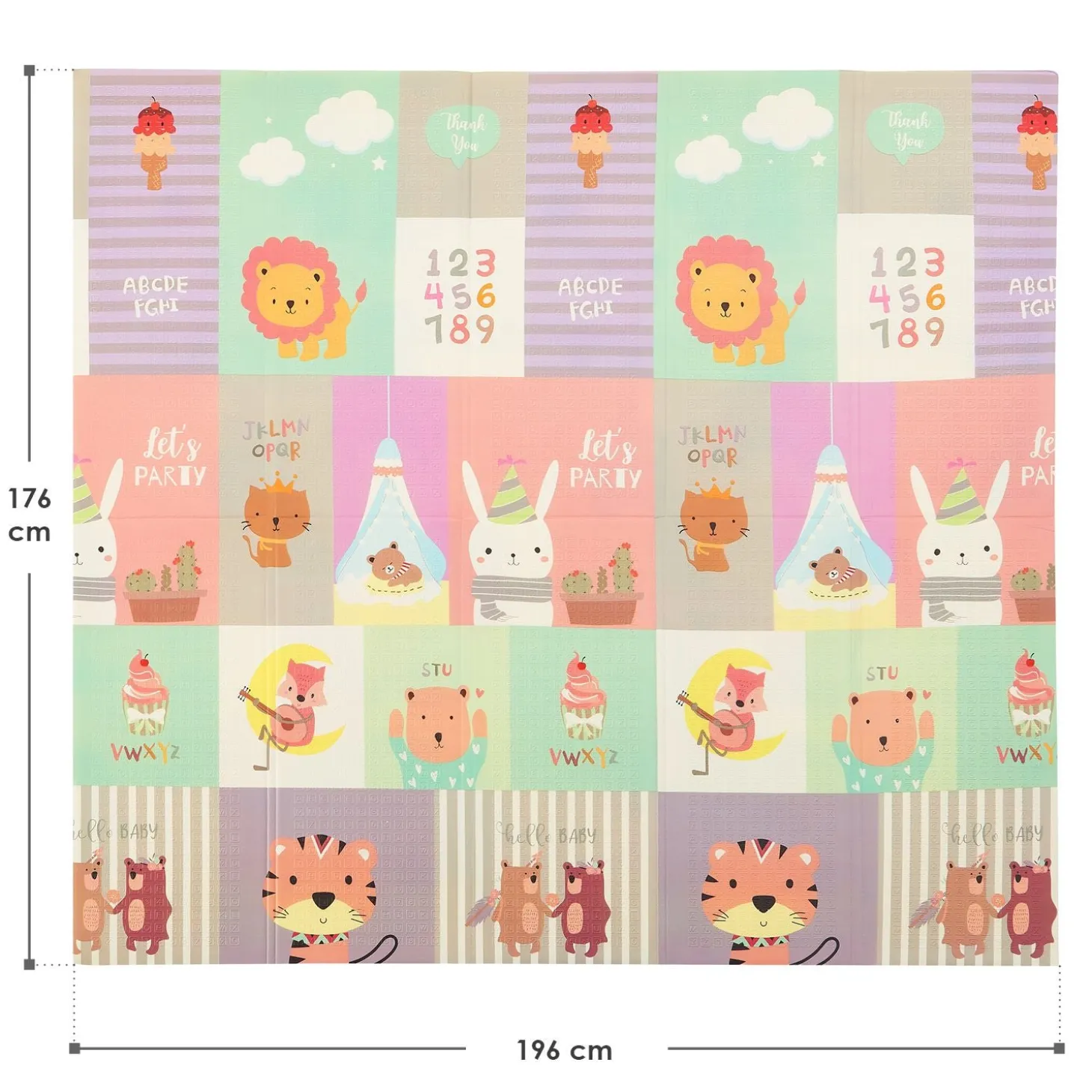 Spielmatte 180 x 200 cm mit diversen Tiermotiven