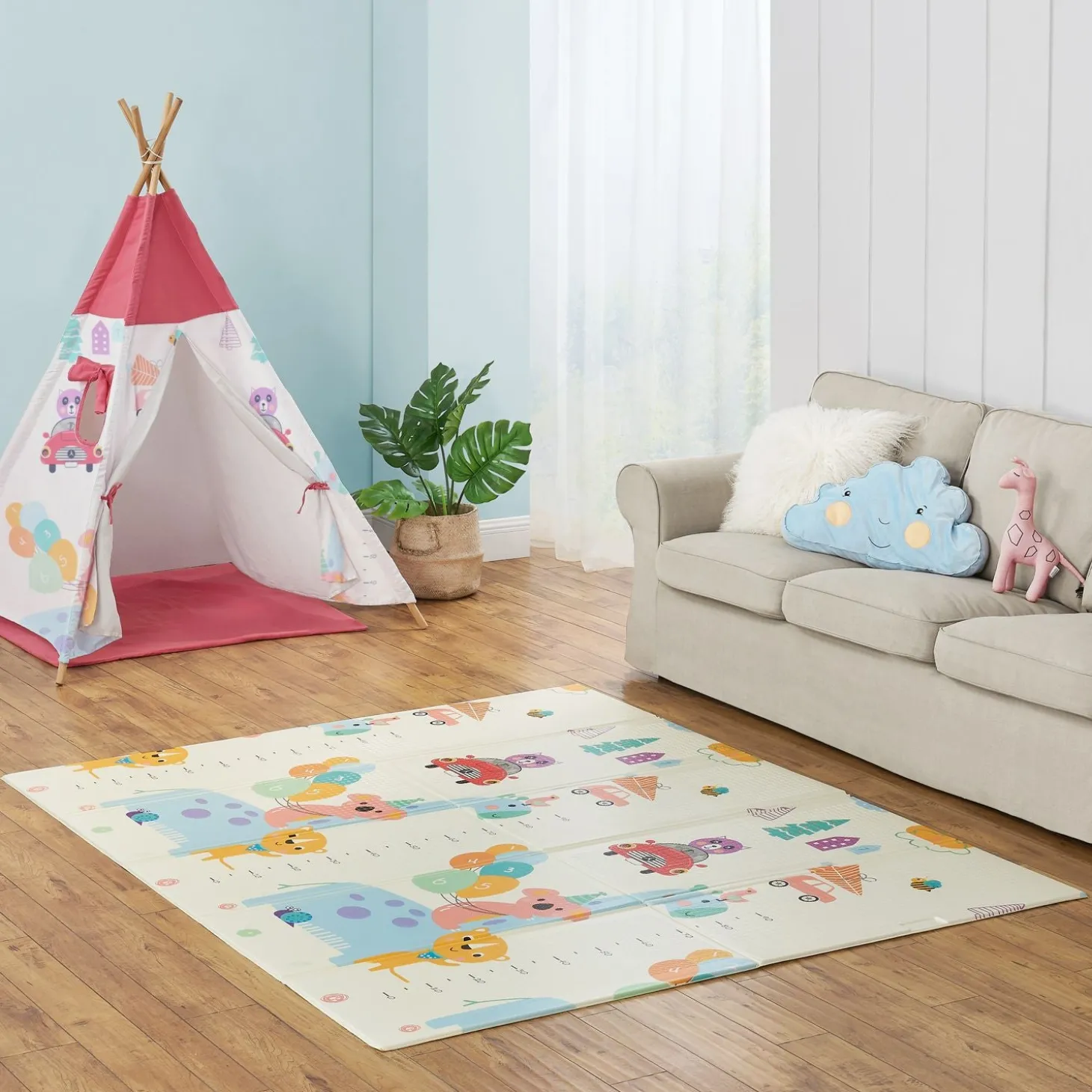 Spielmatte 180 x 200 cm mit diversen Tiermotiven