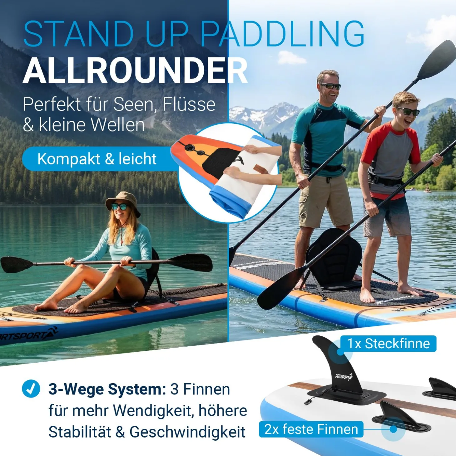 Stand Up Paddling Board mit Kajaksitz